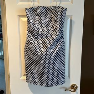 Lilly Pulitzer size 6 strapless blue and grey/silver dress